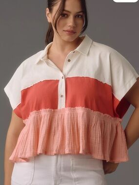 Anthropologie Pilcro Bonfire Rugby Top